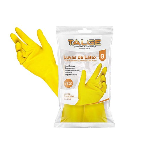 LUVA LATEX TALGE P/LIMPEZA LARANJA TAM/G